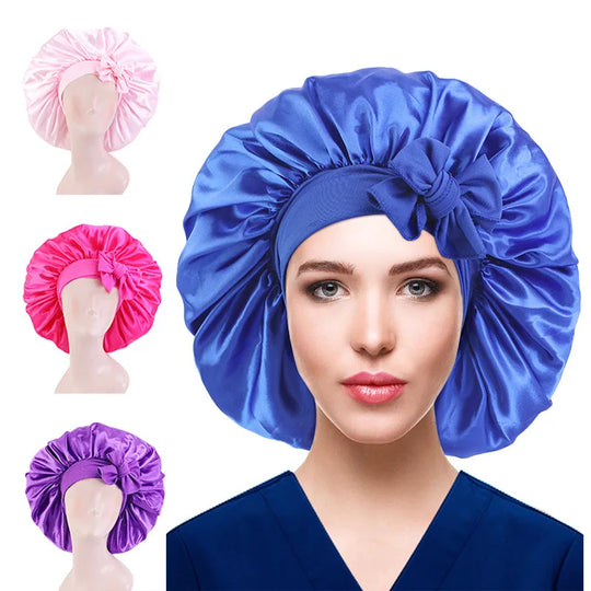 Large Silk Bonnet With Head Tie & Edge Wrap